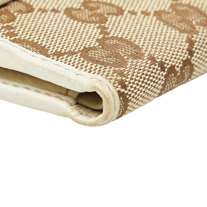Gucci GG Canvas 212090 Beige Ivory Canvas Leather Women's Gucci