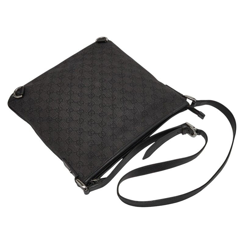 Gucci GG Canvas Abby Crossbody Shoulder Bag 268642 Black Canvas Leather Women's