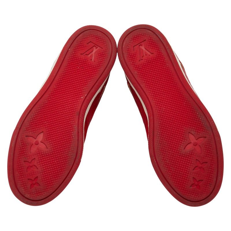 Louis Vuitton Cliff Top Line Monogram High Cut Sneakers Size 35 Red Suede