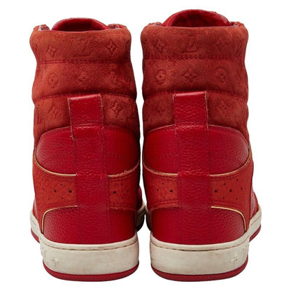 Louis Vuitton Cliff Top Line Monogram High Cut Sneakers Size 35 Red Suede