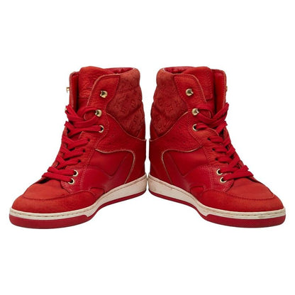 Louis Vuitton Cliff Top Line Monogram High Cut Sneakers Size 35 Red Suede