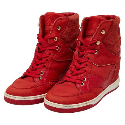 Louis Vuitton Cliff Top Line Monogram High Cut Sneakers Size 35 Red Suede