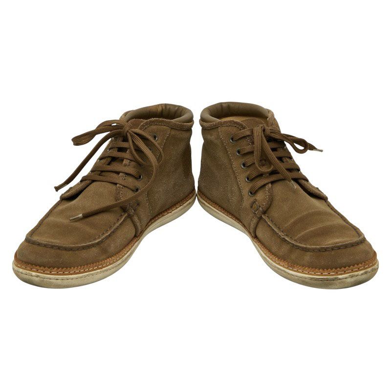 Louis Vuitton High Cut Sneakers Size 7 Khaki Brown Suede Men's Louis Vuitton