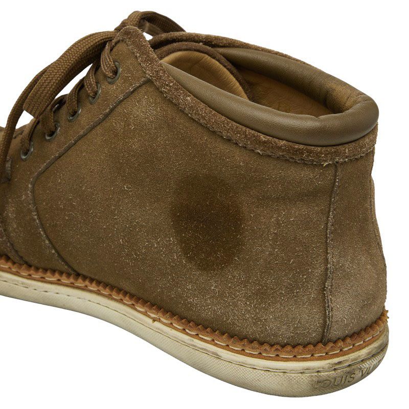 Louis Vuitton High Cut Sneakers Size 7 Khaki Brown Suede Men's Louis Vuitton