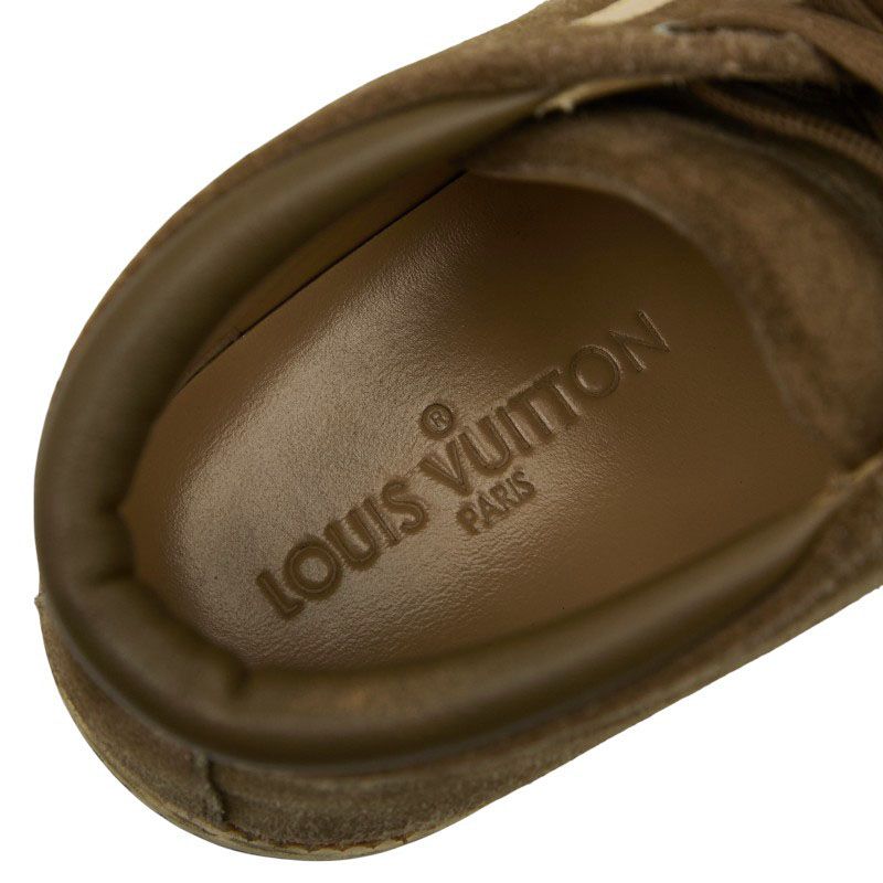 Louis Vuitton High Cut Sneakers Size 7 Khaki Brown Suede Men's Louis Vuitton