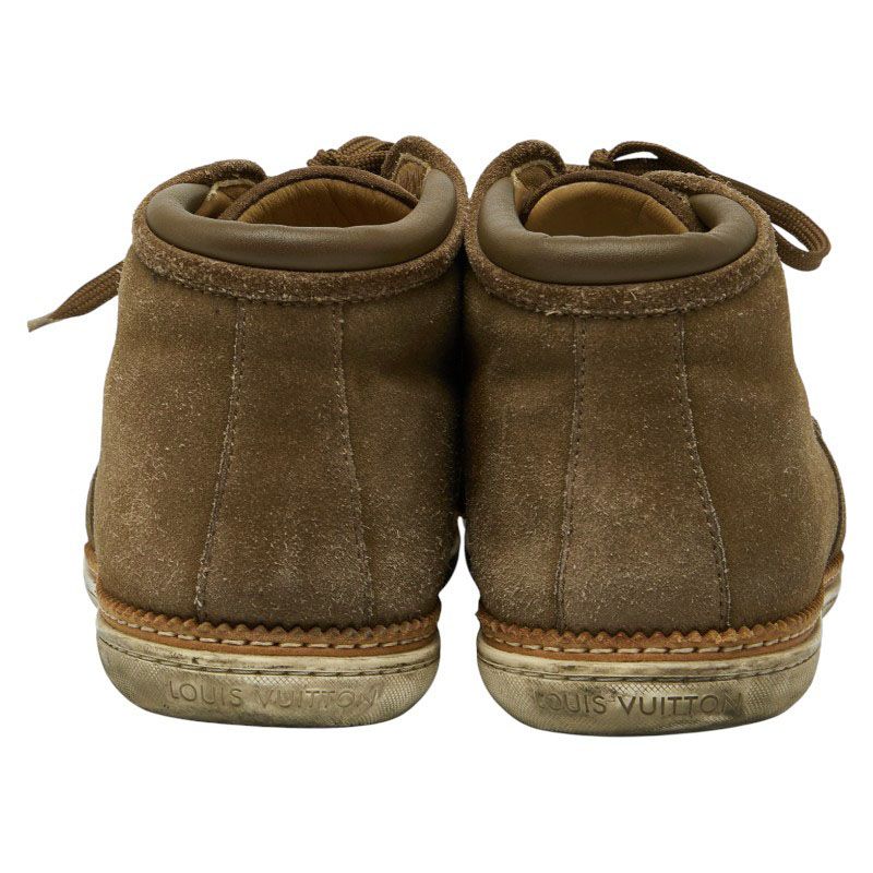 Louis Vuitton High Cut Sneakers Size 7 Khaki Brown Suede Men's Louis Vuitton