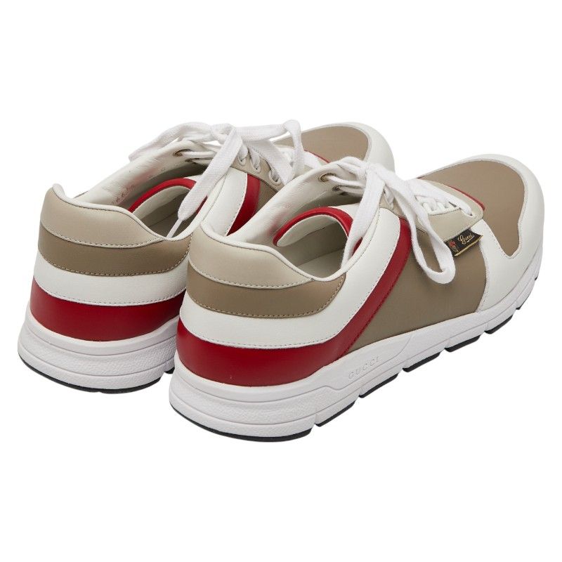 Gucci Sneakers Size 6 336615 White Grey Red Leather Men's Gucci