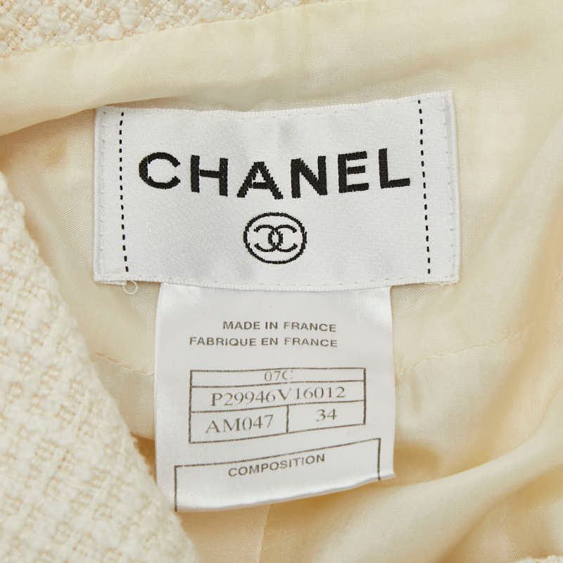 Chanel Tweed Dress Size: 34 P29946v16012 White Cotton Silk Linen Women's Chanel