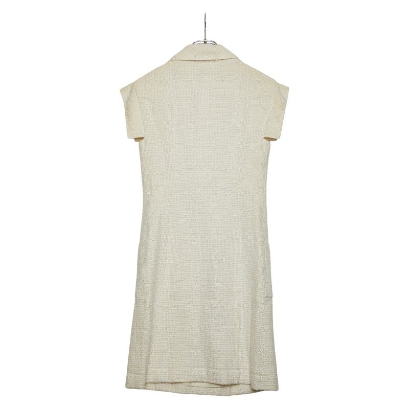 Chanel Tweed Dress Size: 34 P29946v16012 White Cotton Silk Linen Women's Chanel