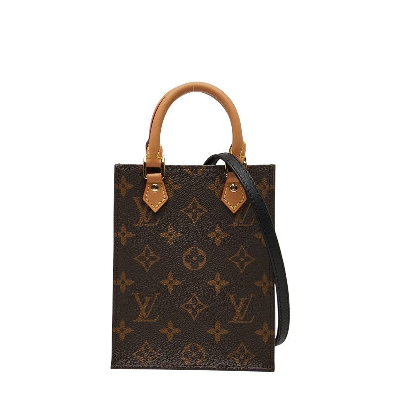 Louis Vuitton Monogram Petite Sac Pla Handbag Shoulder Bag 2way M81295 Brown