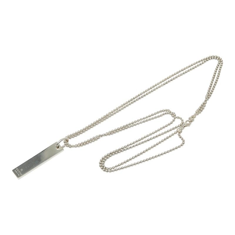 Gucci Plate Necklace Ball Chain Double Chain Sv925 Silver Ladies Gucci