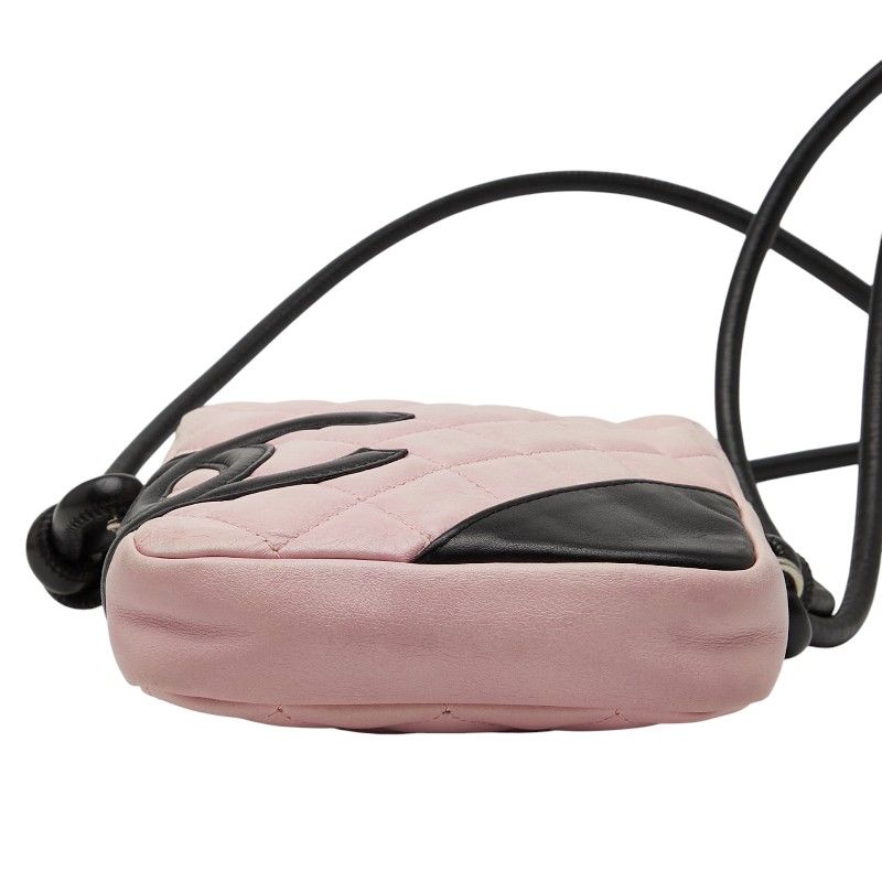 Chanel Coco Mark Cambon Line Crossbody Shoulder Bag Pink Black Leather Women