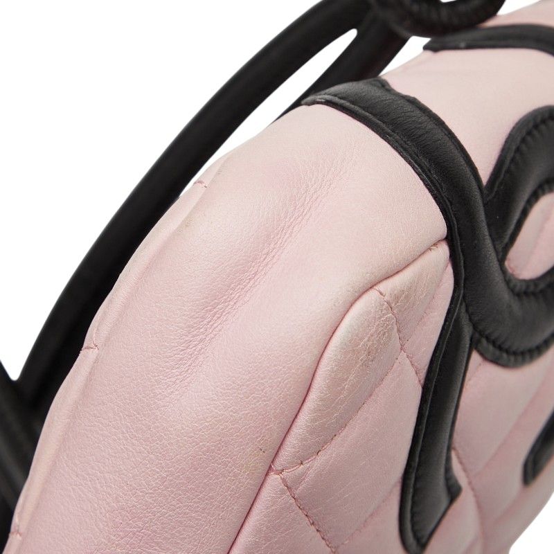 Chanel Coco Mark Cambon Line Crossbody Shoulder Bag Pink Black Leather Women