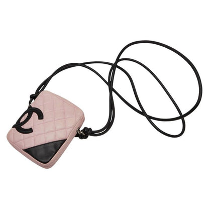 Chanel Coco Mark Cambon Line Crossbody Shoulder Bag Pink Black Leather Women
