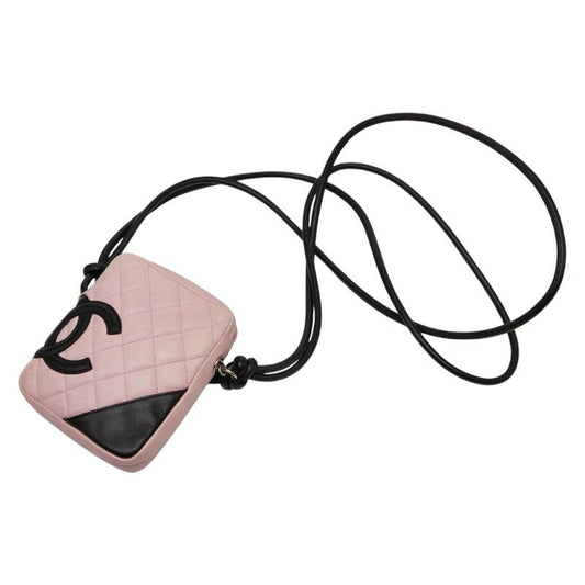 Chanel Coco Mark Cambon Line Crossbody Shoulder Bag Pink Black Leather Women