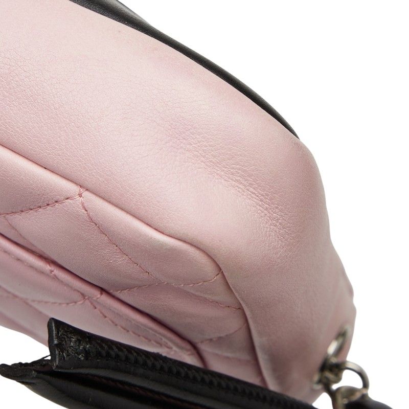 Chanel Coco Mark Cambon Line Crossbody Shoulder Bag Pink Black Leather Women