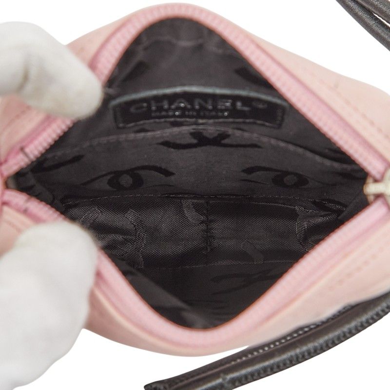 Chanel Coco Mark Cambon Line Crossbody Shoulder Bag Pink Black Leather Women