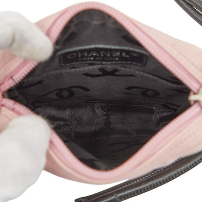Chanel Coco Mark Cambon Line Crossbody Shoulder Bag Pink Black Leather Women