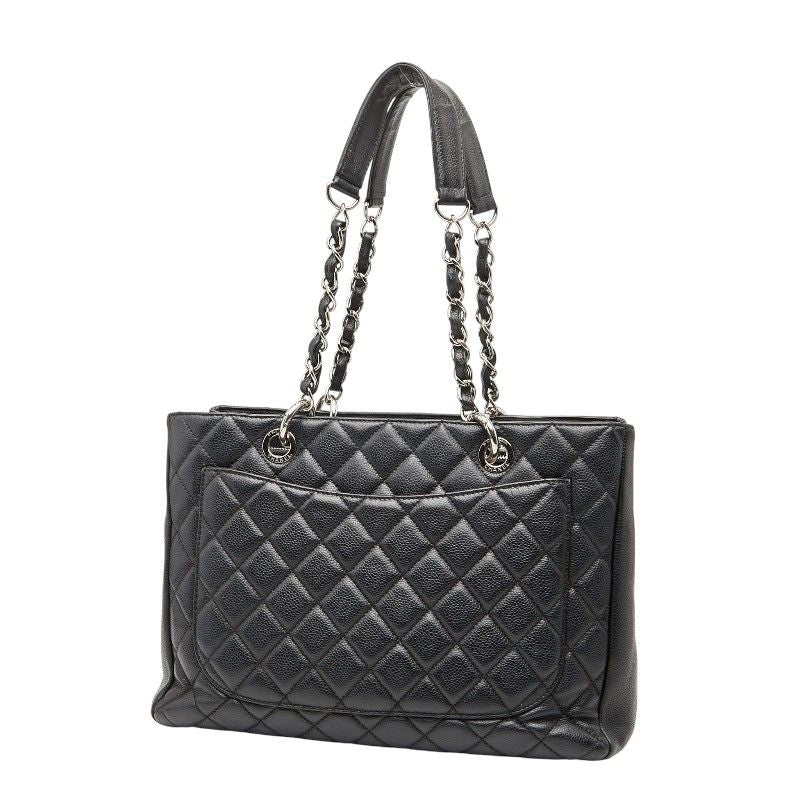 Chanel Coco Mark Gst Chain Tote Shoulder Bag Black Caviar Skin Women Chanel