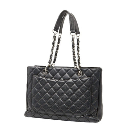 Chanel Coco Mark Gst Chain Tote Shoulder Bag Black Caviar Skin Women Chanel