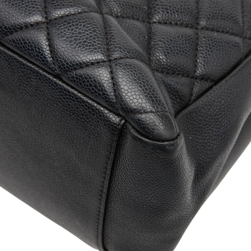 Chanel Coco Mark Gst Chain Tote Shoulder Bag Black Caviar Skin Women Chanel