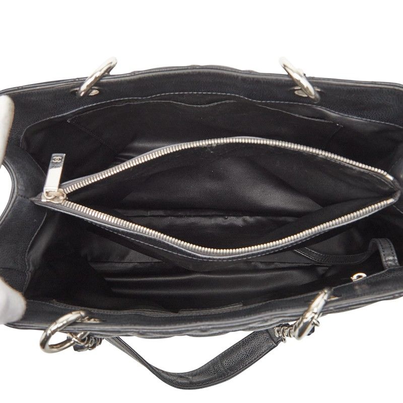 Chanel Coco Mark Gst Chain Tote Shoulder Bag Black Caviar Skin Women Chanel