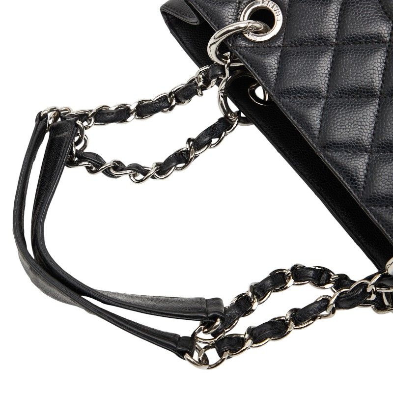 Chanel Coco Mark Gst Chain Tote Shoulder Bag Black Caviar Skin Women Chanel