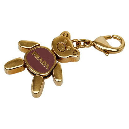 Prada Bear Logo Key Holder Bag Charm Gold Purple Plated Ladies Prada