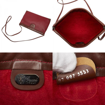 Gucci Crossbody Shoulder Bag 87 007 5553 Red Brown Leather Women's Gucci
