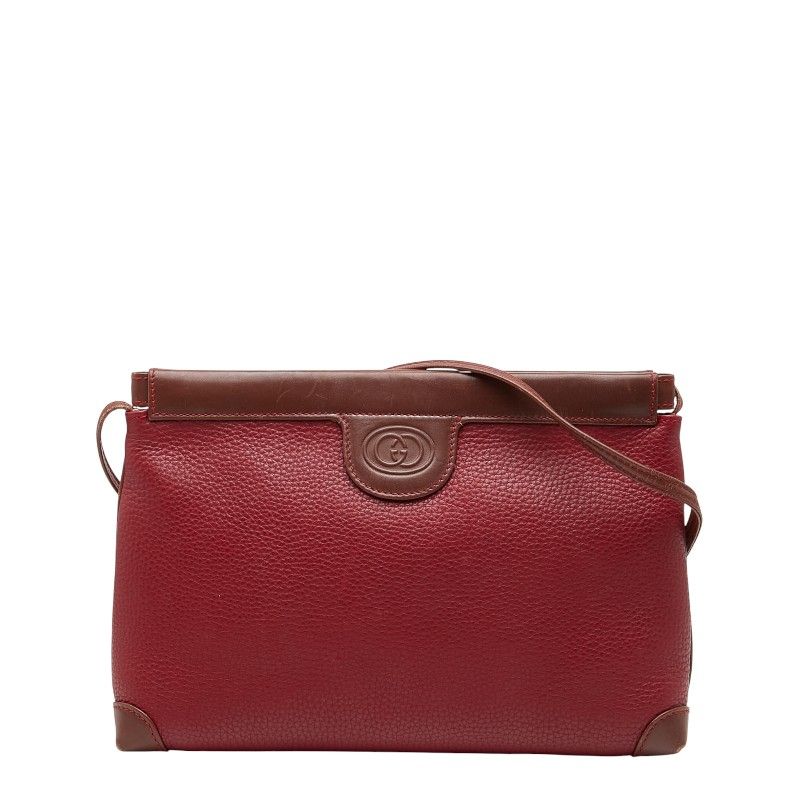 Gucci Crossbody Shoulder Bag 87 007 5553 Red Brown Leather Women's Gucci