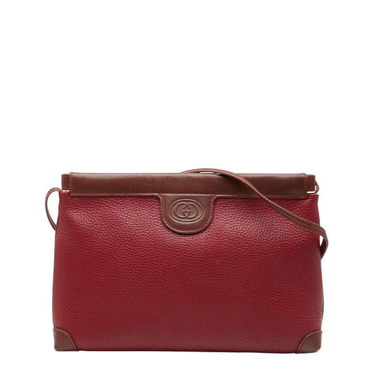 Gucci Crossbody Shoulder Bag 87 007 5553 Red Brown Leather Women's Gucci