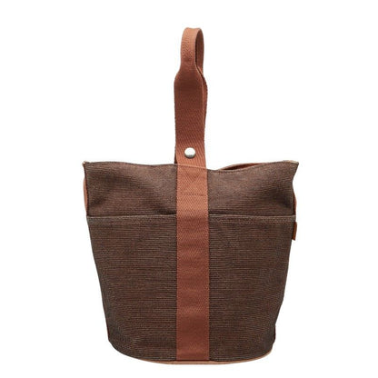 Hermes Saxo MM Brown Canvas Leather Women Hermes