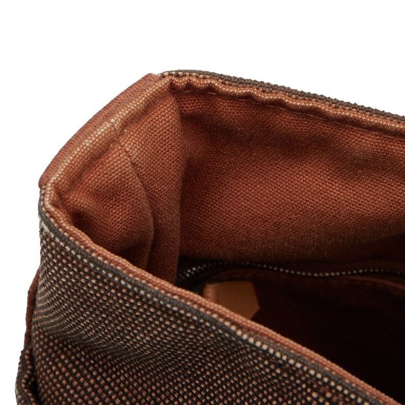 Hermes Saxo MM Brown Canvas Leather Women Hermes