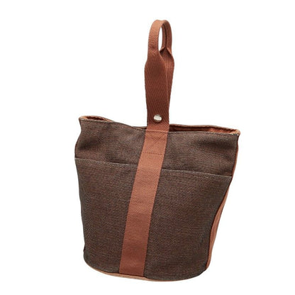 Hermes Saxo MM Brown Canvas Leather Women Hermes