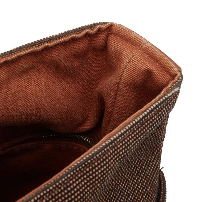 Hermes Saxo MM Brown Canvas Leather Women Hermes