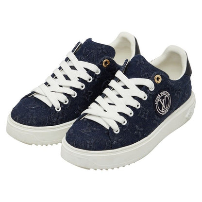 Louis Vuitton Monogram Denim Time Out Line Sneakers Size:38 Vl0242 Navy White