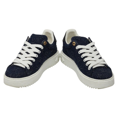 Louis Vuitton Monogram Denim Time Out Line Sneakers Size:38 Vl0242 Navy White