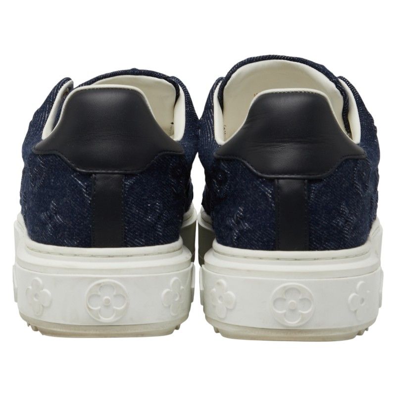 Louis Vuitton Monogram Denim Time Out Line Sneakers Size:38 Vl0242 Navy White