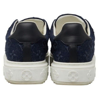 Louis Vuitton Monogram Denim Time Out Line Sneakers Size:38 Vl0242 Navy White