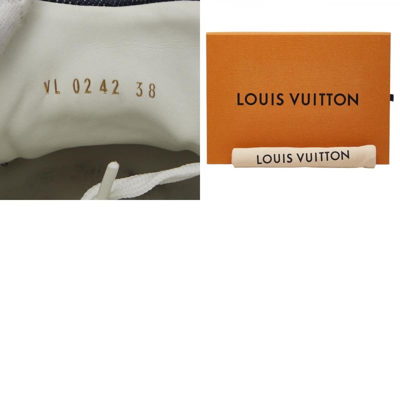 Louis Vuitton Monogram Denim Time Out Line Sneakers Size:38 Vl0242 Navy White