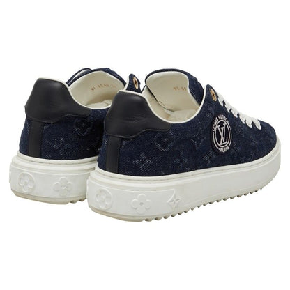 Louis Vuitton Monogram Denim Time Out Line Sneakers Size:38 Vl0242 Navy White