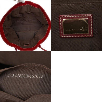 Fendi Zucca Tote Handbag Brown Red Canvas Leather Women's Fendi