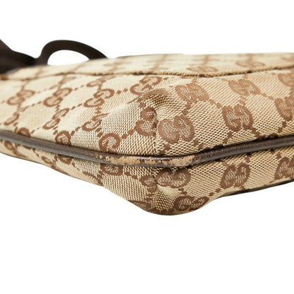 Gucci GG Canvas Crossbody Shoulder Bag 122793 Beige Brown Canvas Leather Ladies