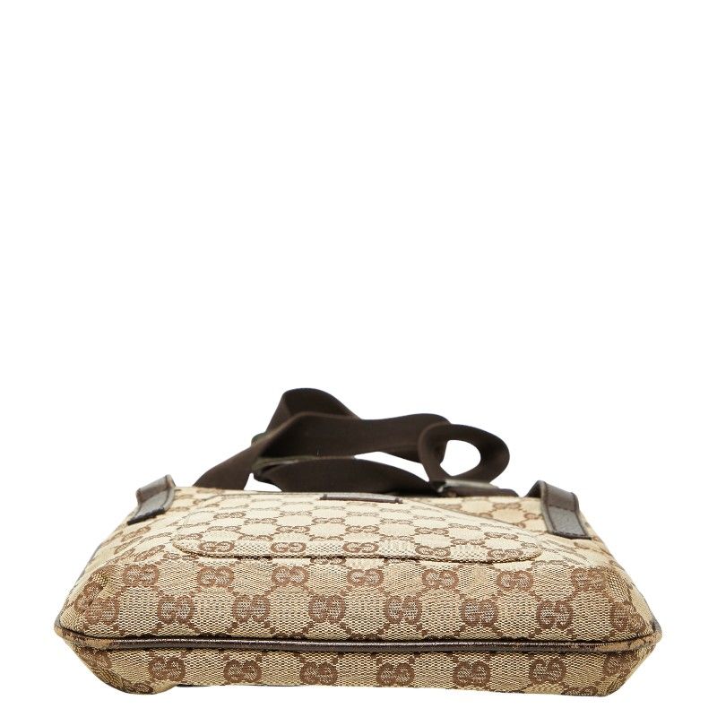 Gucci GG Canvas Crossbody Shoulder Bag 122793 Beige Brown Canvas Leather Ladies
