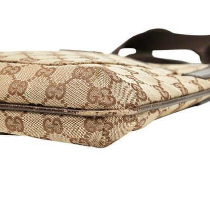 Gucci GG Canvas Crossbody Shoulder Bag 122793 Beige Brown Canvas Leather Ladies