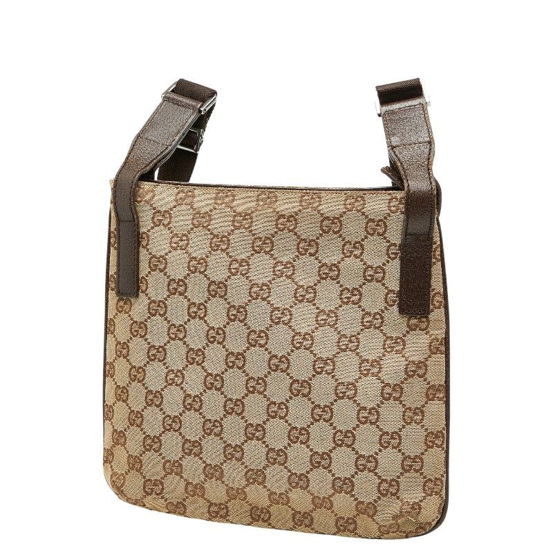 Gucci GG Canvas Crossbody Shoulder Bag 122793 Beige Brown Canvas Leather Ladies