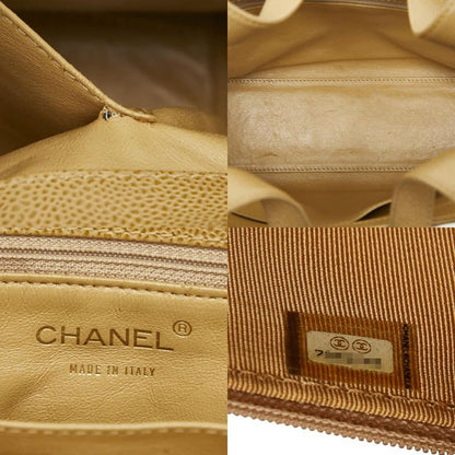Chanel Coco Mark Matelasse Tote Handbag Beige Caviar Skin Women's Chanel