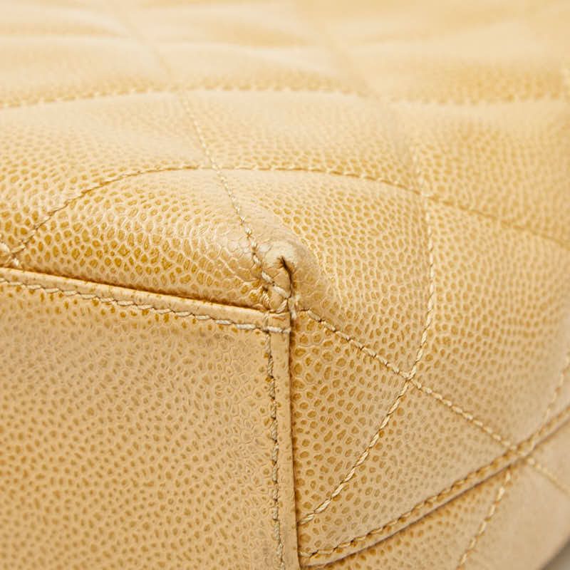 Chanel Coco Mark Matelasse Tote Handbag Beige Caviar Skin Women's Chanel