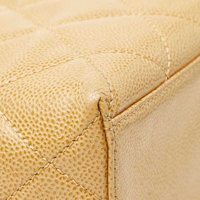 Chanel Coco Mark Matelasse Tote Handbag Beige Caviar Skin Women's Chanel
