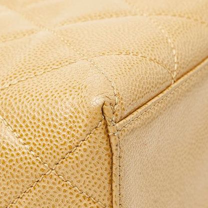 Chanel Coco Mark Matelasse Tote Handbag Beige Caviar Skin Women's Chanel